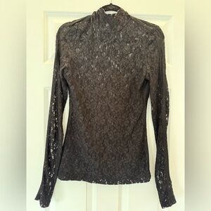 BCBG MaxAzria sheer lace mock turtleneck size S